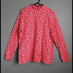 Christmas Lands' End Women's Tall Cotton Mock Turtleneck, Size L/T